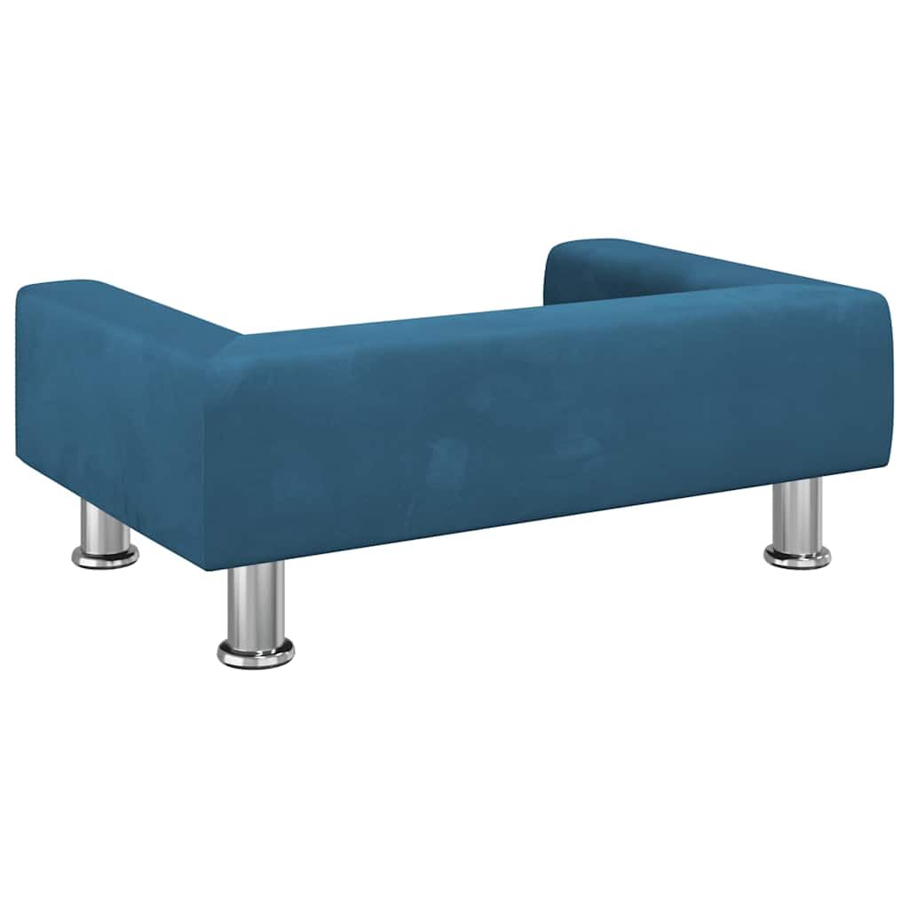 Hundebett Blau 70x45x26,5 cm Samt mit weicher Matratze, rutschfestes Sofa für kleine Hunde, haustierfreundliches Kissen, gelenkschonender Schlafplatz