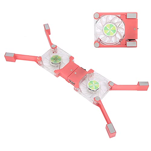 Cryfokt Enfriador de Computadora Portátil, Ventiladores de Refrigeración Fuertes, Luz Azul LED, Enfriador de Computadora Portátil para Uso Seguro (Pink)