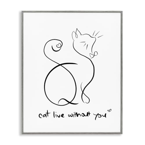 'Cat Live Without You Phrase Feline Pet Pun'| Framed Giclee Art