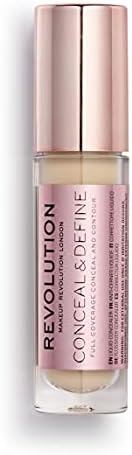Revolution, Conceal & Define Concealer, Full Coverage & Lightweight, Long-Lasting Matte Finish, Vegan & Cruelty Free, C6 Fair or Light Skin Tones, 0.14 oz