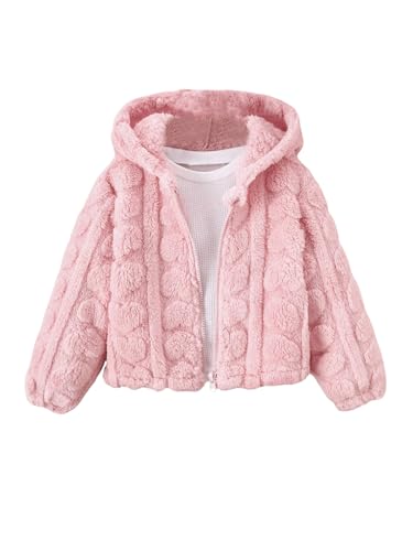 WDIRARA Girl's Fleece Teddy Jacket Zip Up Hooded Outerwear Long Sleeve Cute Coats