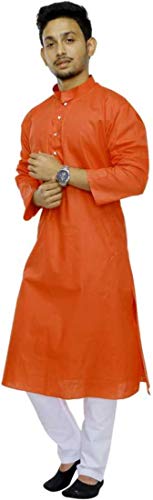 Image of Men's Cotton Blend Plain Kurta Comfortable and Stylish