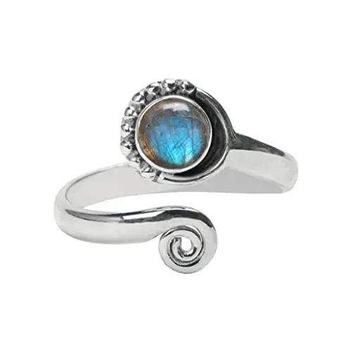 Labradorite Stone Toe Ring 925 Sterling Silver Feet Body Jewellery Handame Toe Ring Gemstone Adjustable Toering For Girls Women Gift Jewellery