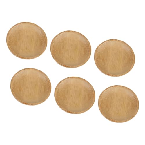 SAFIGLE 6個 竹製再利用可能丸型ディッププレート 軽量小鉢調味料用皿 おしゃれな和風小皿 スナックやデザートに 再利用可能