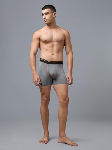 Image of TECHNOSPORT Men's Colorblock Trunks Underwear with ElastoLITE 4 Way Stretch Lightweight Breathable Moisture Wicking Soft Anti Odour Anti Microbial Comfort Fit Boxer Briefs Innerwear for Men