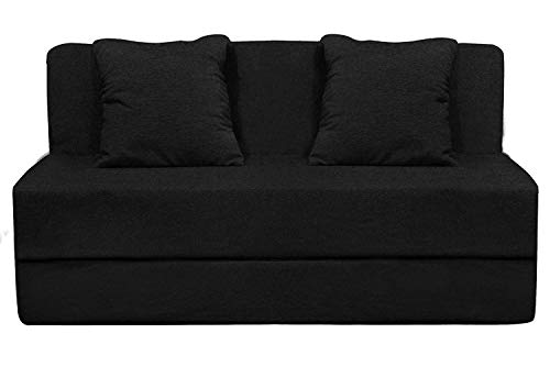 Image of Aart Store 3 Seater (5x6) Space Saving Foldable Sofa Cum Bed with Removable Washable Fabric Cover (Black)