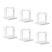 XININSUN 10 inch Clear cake Box, Large Transparent cake Box,tall cake boxes with Ribbon,10x10x9inch - Suitable for packing 8\" or 10\" cakes,Clear Gift Display Box for Carry Tall Layer Gift-6Pcs-White