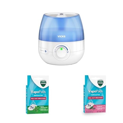 Bundle of Vicks Mini Cool Mist ultrasonic humidifier - VUL525 + VapoPads Rosemary & Lavender VBR7 + Vicks VapoPads Menthol VH7