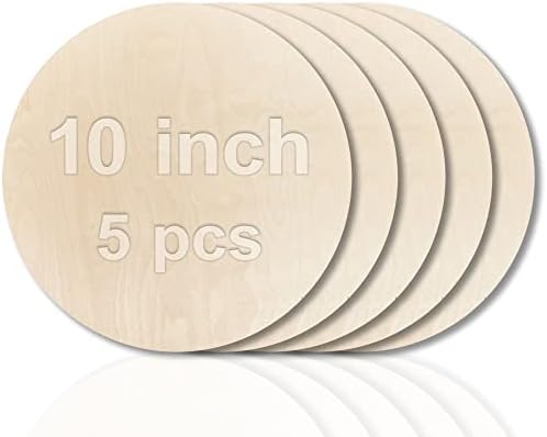 Baltic Birch Plywood Circles 10inch Craft Wood Sheets 0.12in Thick Wood Rounds Pack of 5 Natural Wood Board Wood Circles for Crafts Wood Burning Painting Laser Crafting Hobby DIY Projects Wrapped