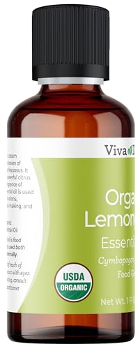 Viva Doria Lemongrass Essential Oil, USDA Certified, Organic Lemongrass Oil, 100% Pure, Natural Essential Oil, Undiluted, for Aromatherapy | Food Grade, 30 mL (1 Fluid Ounce)