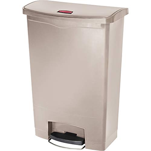 Image of Rubbermaid Commercial Products Streamline Plastic Front Step On Trash Can, 24 Gallon, Beige, Hands-Free Garbage Can for Medical Waste in Hospitals /Lab /Emergency /Patient Rooms
