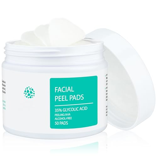 Glycolic Acid Pads AHA Facial Resurfacing Pads with Green Tea, Exfoliating Face Wipes Peel Pads for All Skin, Exfoliant Pads for Face, 50 Pads