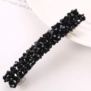 Pinza para cabello negra Zhuluck con diseño de pedrería hecha a mano, accesorio metálico para sujetar cabello para mujeres y niñas
