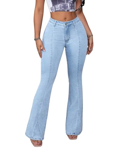 Image of Glossia Bell Bottom Jeans for Women | Stretchable High Waist Flared Denim | Bootcut Butt Lifting Fit | Leg Lengthening | Plus Size 26-38