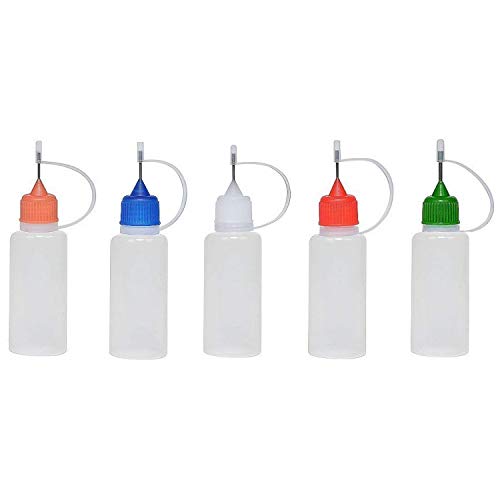 5 x 10ml Needle Tip Bottle Squeezable Liquid Dropper E-Liquid (Multi Coloured)