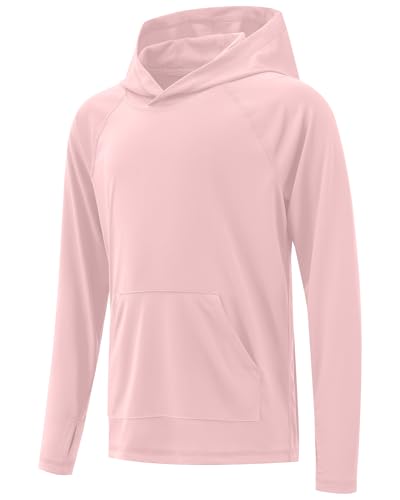 Image of Boys Rash Guard Long Sleeve Hoodie Swim Shirt with Pocket Youth Kids UPF 50+ Sun Protection Fishing Shirts Thumb Hole