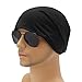 ZLYC Cotton Thin Slouchy Beanie Hat for Men Women Fashion Soft Stretch Knit Skull Cap (Solid Black)