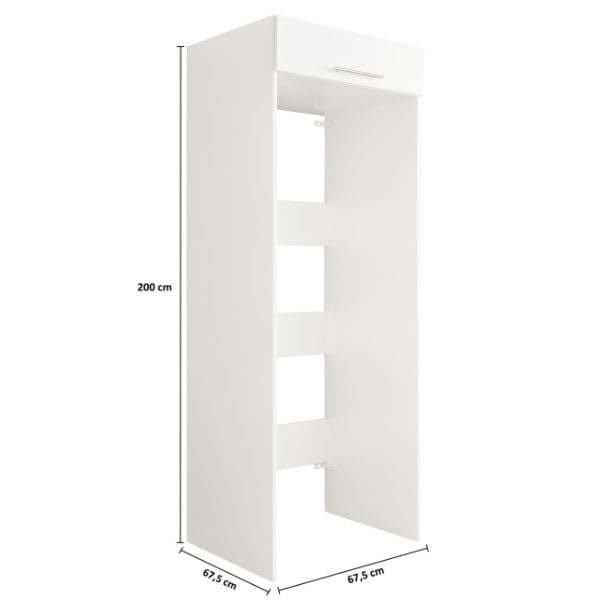 Laundreezy Waschmaschinenschrank für Trockner und Waschmaschine, Weiß - Praktischer Waschmaschinen-Überbauschrank - 67,5 x 200 x 67,5 cm (B/H/T)