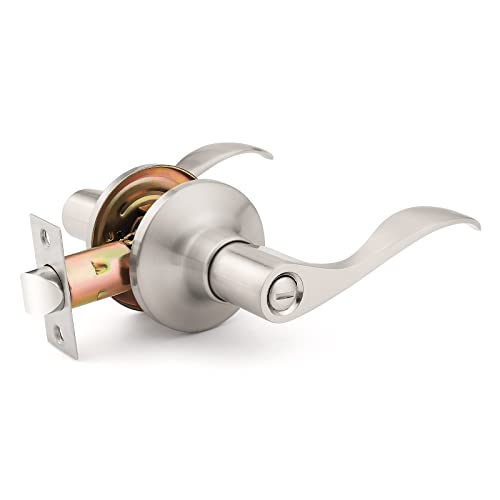 Mengico 10 Pack Door Lever Interior,Satin Nickel Lever Door Handle,Privacy Door Levers Bathroom Bedroom Door Handle,Reversible Wave Lever Handles #TOP26