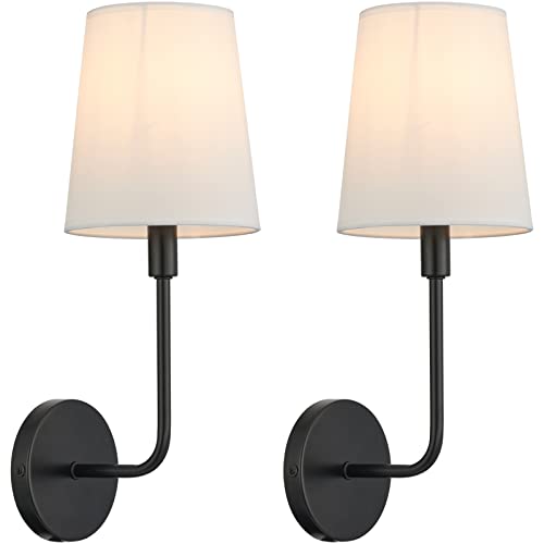 Leecoora 2 Pack Fabric Industrial Wall Sconce Vintage Black Metal Wall Light For Bedroom，Farmhouse, Living Room, Vanity, Kitchen, Porch #TOP21