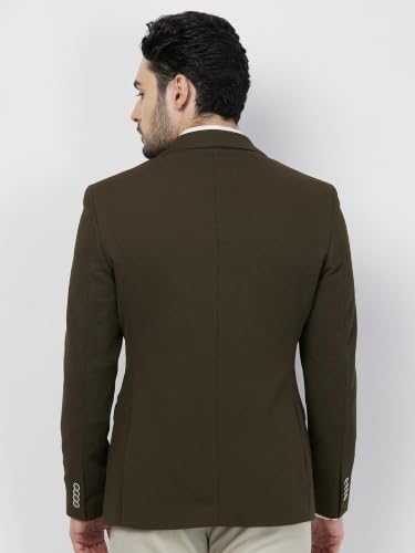 Image of Park Avenue Men's Super Slim Fit Pure Terylene Structure Pattern Notch Lapel Full Sleeve Formal Jacket