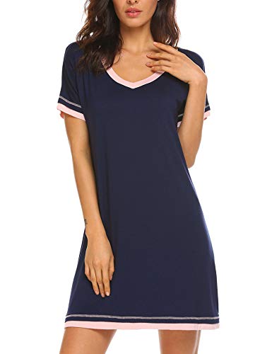 Lucyme Damen Kurz Nachthemd, 7025 Dunkelblau, EU 38(Herstellergröße: M)