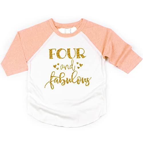 Bump and Beyond Designs Girl Fourth Birthday Outfit Fourth Birthday Shirt Four and Fabulous