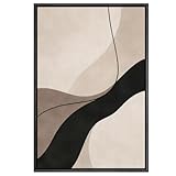 SIGNWIN Framed Canvas Print Wall Art Modern Organic Curved Lines Neutral Minimal Abstract Illustrations Modern Art Decorative Boho Relax/Zen Nordic for Living Room, Bedroom, Office - 16'x24' BLACK