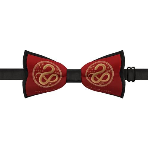 GoasNei Year Of The Snake 2025 Happy Chinese New Year 2025 Bow Tie for Men Adjustable Necktie Funny Tie Neck Ties for Weddings Party
