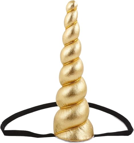 Love Sweety Delicate Dew Adult Shiny Unicorn Horn Elastic Headband Cosplay Costume Easter Headpiece (A Golden)