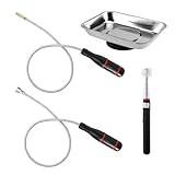 【Materiales de alta calidad】Esta varilla telescópica y la bandeja magnética para piezas están hechas de acero inoxidable de alta calidad, ofreciendo alta dureza, buena durabilidad y una larga vida útil. Soporta el uso doméstico diario o reparaciones profesionales.