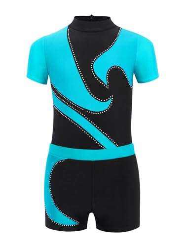 Agoky Jungen Kurzarm Body mit Shorts Zweiteiler Sport Set Farbblock Gymnastikanzug Turnanzug Fitness Leotards Kurze Hose Dancewear Agoky Jungen Kurzarm Body mit Shorts Zweiteiler Sport Set Farbblock Gymnastikanzug Turnanzug Fitness Leotards Kurze Hose Dancewear