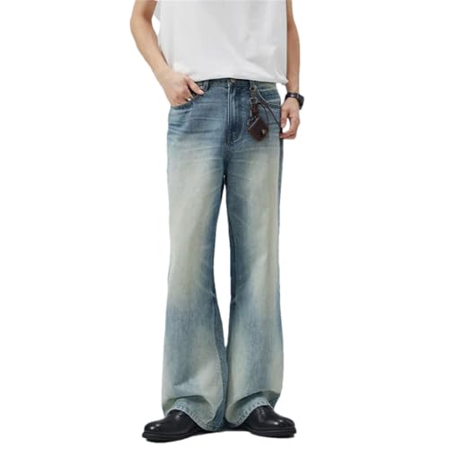 Men's Retro Light Color Straight Loose Casual Washed Skinny Jeans
