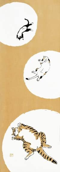 染の安坊 Anbo Tenugui Hand Towel, Cat Showing Belly (Black), 100% Cotton, Made in Japan, 13.8 x 39.4 inches