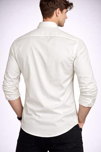 Image of Men's Slim Fit Long Sleeve Button-Down Shirt, Casual Formal Style with Chest Pocket