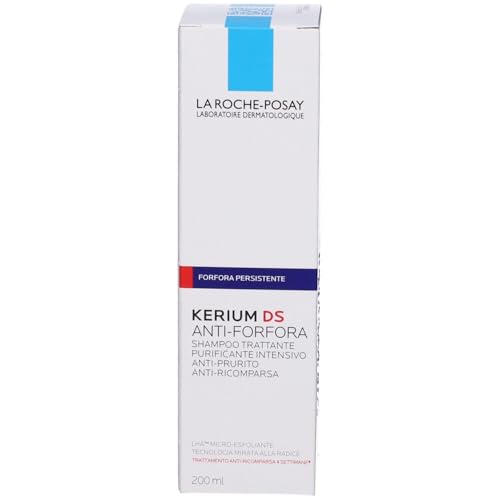 La Roche-Posay Kerium DS - Tratamiento intensivo de champú anticaspa para la caspa persistente y picazón intensa, textura ultrafina con agua termal y efecto antirecaída de 4 semanas, 200 ml