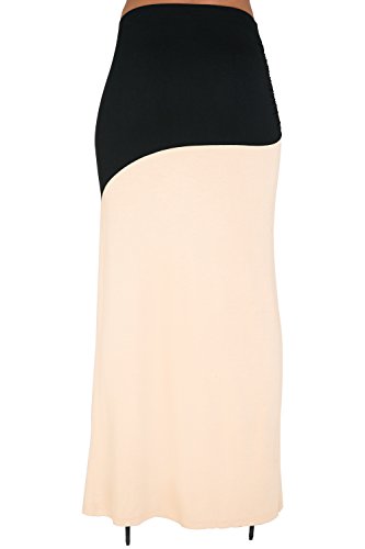 Poetic Justice Curvy Women's Champagne Black Zip Up Split Stretch Maxi Skirt2