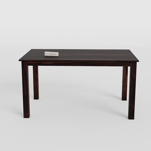Image of Solid Sheesham Wood Dining Table 6 Seater | Six Seater Dining Table with 6 Chairs for Home | Curved Back Chairs | Dining Room Sets for Restaurants, 6 Seater Dining | Walnut Finish
