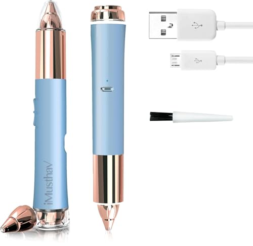 iMusthav Face Hair Removal for Women, 2-in-1 Facial Hair Remover & Eyebrow Trimmer, Painless Flawless Face Shaver with LED Light, Rechargeable Peach Fuzz Remover & Electric Eyebrow Razor for Women