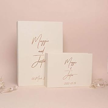 Wedding Guest Book Hardcover Polaroid Album Photo Guestbook Bridal Shower, Baby Shower, Registry Sign in Cream Blush Rose gold Modern Beautiful Hardbound Book By Liumy