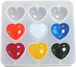 Eoast Heart Shape Multipurpose Epoxy Silicone Mould 9 Cavity [ 5.2 x 4.2cm] Resin Love Heart Shape Beads Making DIY Craft.-image-41