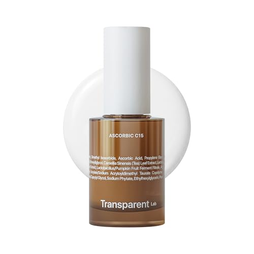 Transparent Lab Ascorbic C15 Sérum Vitamina C Pura 15% 30 ml – Iluminador Antiedad con Glutatión y Té Verde, Reduce Manchas, Arrugas y Mejora la Luminosidad y el Tono de la Piel