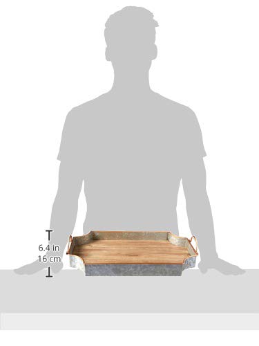 Circleware Cooperstown Wooden Craftsman Rectangle Serving Tray With Handles Kitchen Multi-Purpose Serveware For Coffee Table, Dinner, Breakfast, Food, Farmhouse Decor, 17.5” X 11” X 2”, Home #TOP3