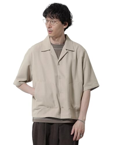 [ナノ・ユニバース] ネップ ツイル ポケット シャツ 半袖 メンズ M 041 ライトベージュ 672-5221202