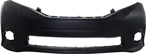 Go-Parts - Front Bumper Cover for Toyota Sienna 2011-2017, Primed (Ready to Paint), SE Model, Without Parking Aid Sensor Holes, Replacement 2012 2013 2014 2015 2016