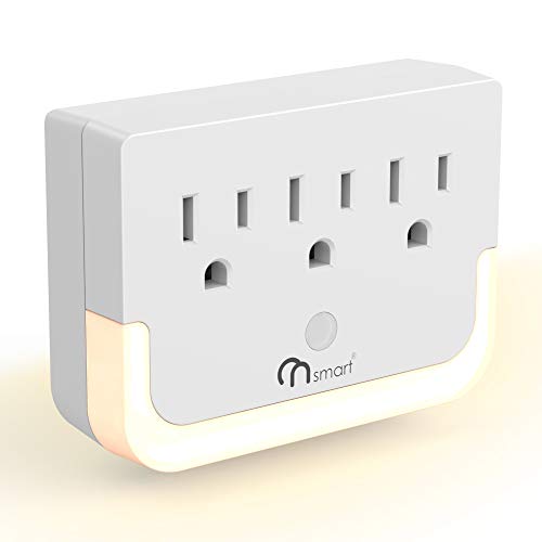 ONSMART Wall Outlet, Plug-in Night Light with 3- Outlet Extender, 2-Pack Warm White LED Nightlight with Dusk-to-Dawn Sensor, Suitable for Hallway, Stairs, Bathroom, Bedroom, Living Room ,Kitchen