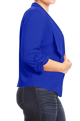 Women's Plus Size Lightweight Draped Neck Open Front Solid Blazer Jacket Made in USA2