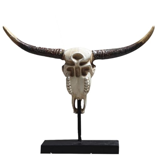 VALICLUD Adorno Retro de Cabeza de Buey Artesanal de Resina y Metal Decoración Creativa para Sala de Estar y Tienda Modelo de Cuerno de Buey Resistente Decoloración