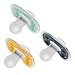 Dr. Brown's Advantage One-Piece Silicone Baby Pacifier, Fully Symmetrical Soother, Dark Gray/Green/Yellow, 6-18m, BPA Free, 3 Pack