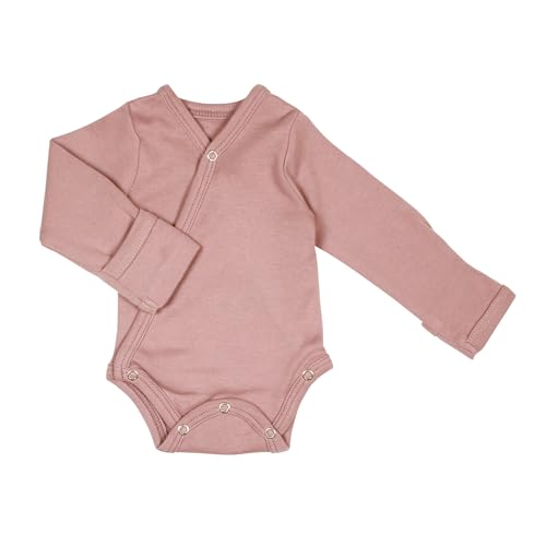 L'ovedbaby Unisex Baby 100% Organic Kimono Bodysuit (Mauve, 0-3m)